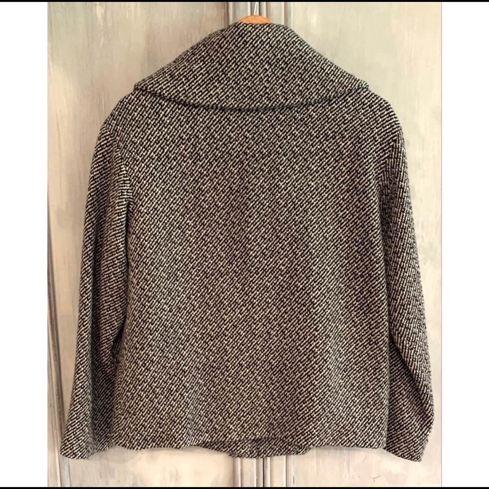 GAP Black & White Tweed Wool Coat Sz 2 - Picture 3 of 8